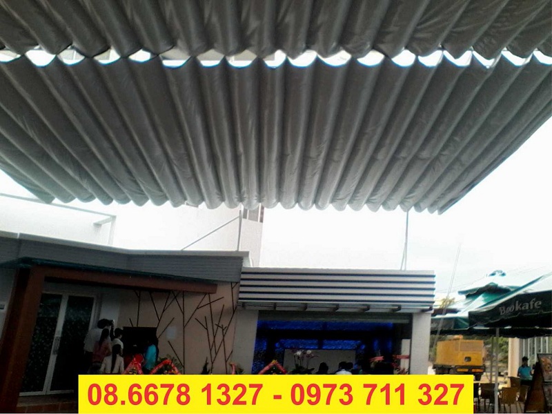 Mái xếp lượn sóng khu để xe ô tô