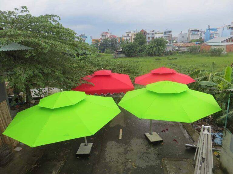 Dù lệch tâm vuông, tròn màu xanh lá, đỏ