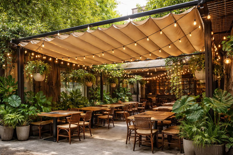 Mái hiên di động che sân, quán cafe tại phường Việt Hưng