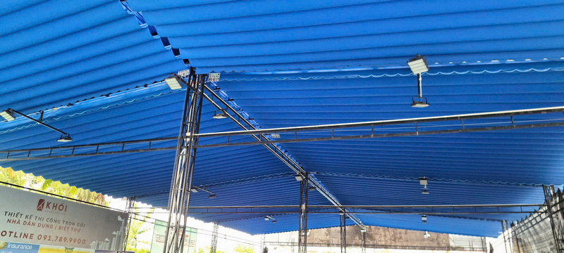 Mái che bạt kéo lượn sóng sân pickleball