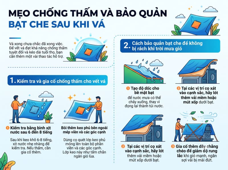Mẹo chống thấm và bảo quản bạt che sau khi vá